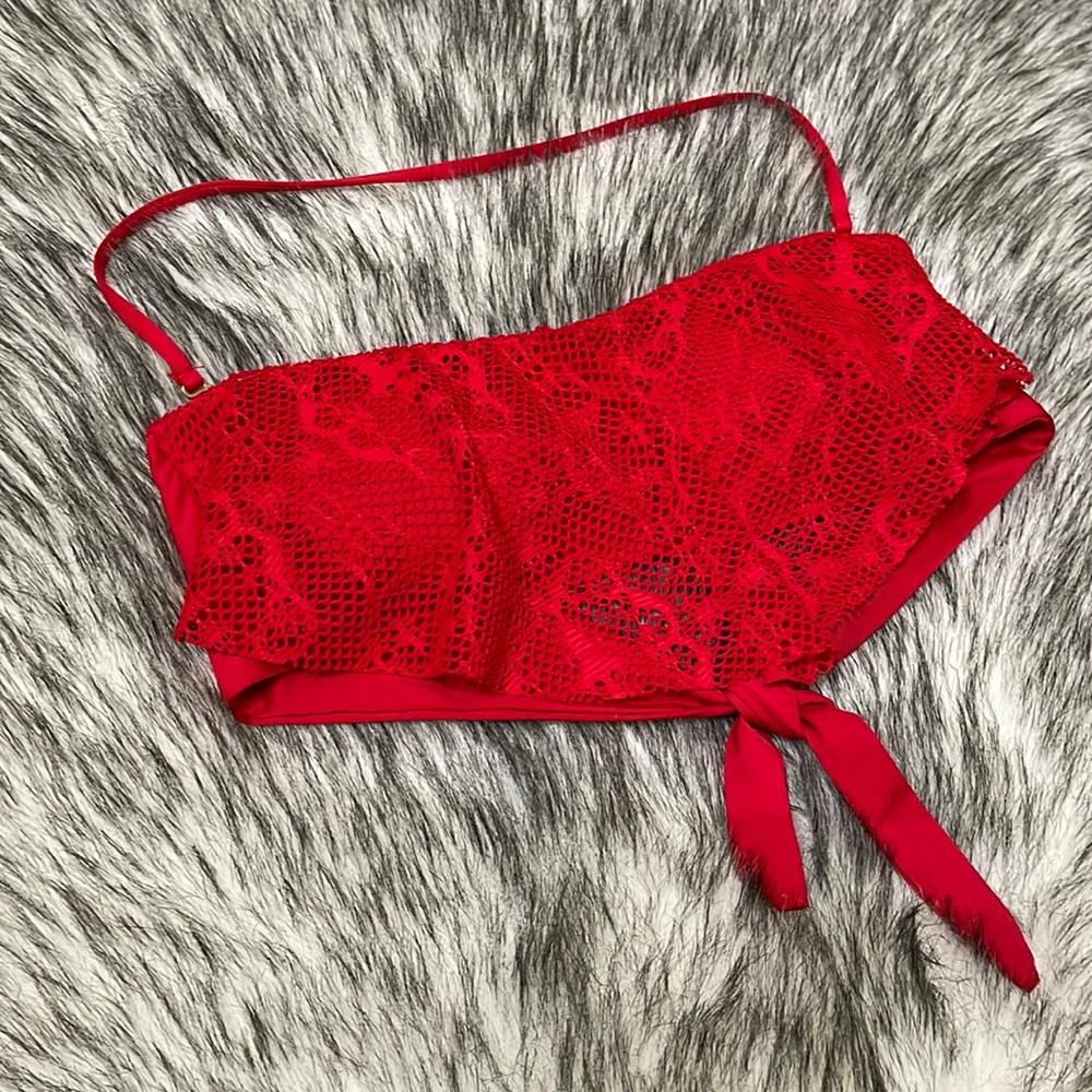 Mossimo Bandeau Ruffle Red Bikini Top, Small